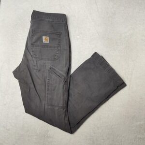 Carhartt Pants Mens 30x32 Gray Carpenter Rugged Flex Relaxed Fit Canvas Workwear